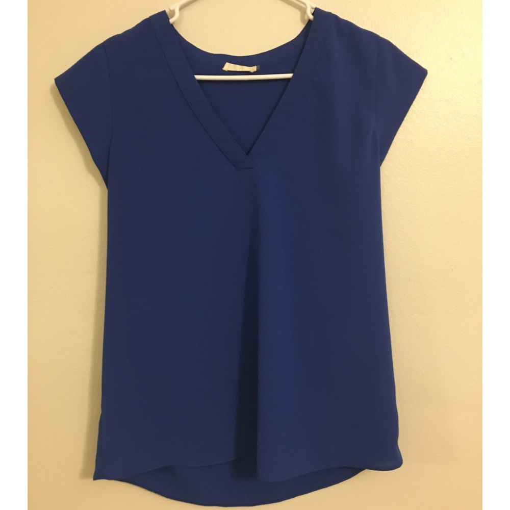 V-neck Royal Blue Blouse